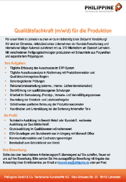 Qualitätsfachkraft (m/w/d) für die Produktion